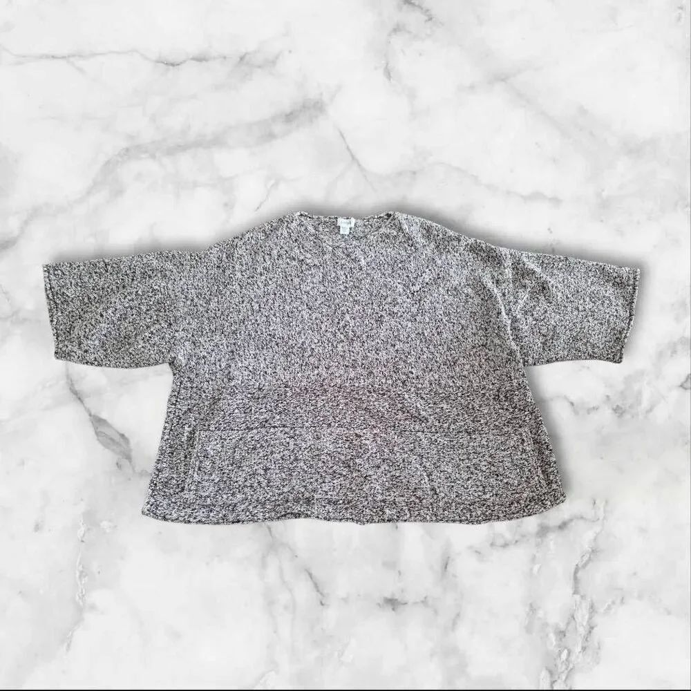 PureJill XS Gray & Brown Short Sleeve Pullover Sweater